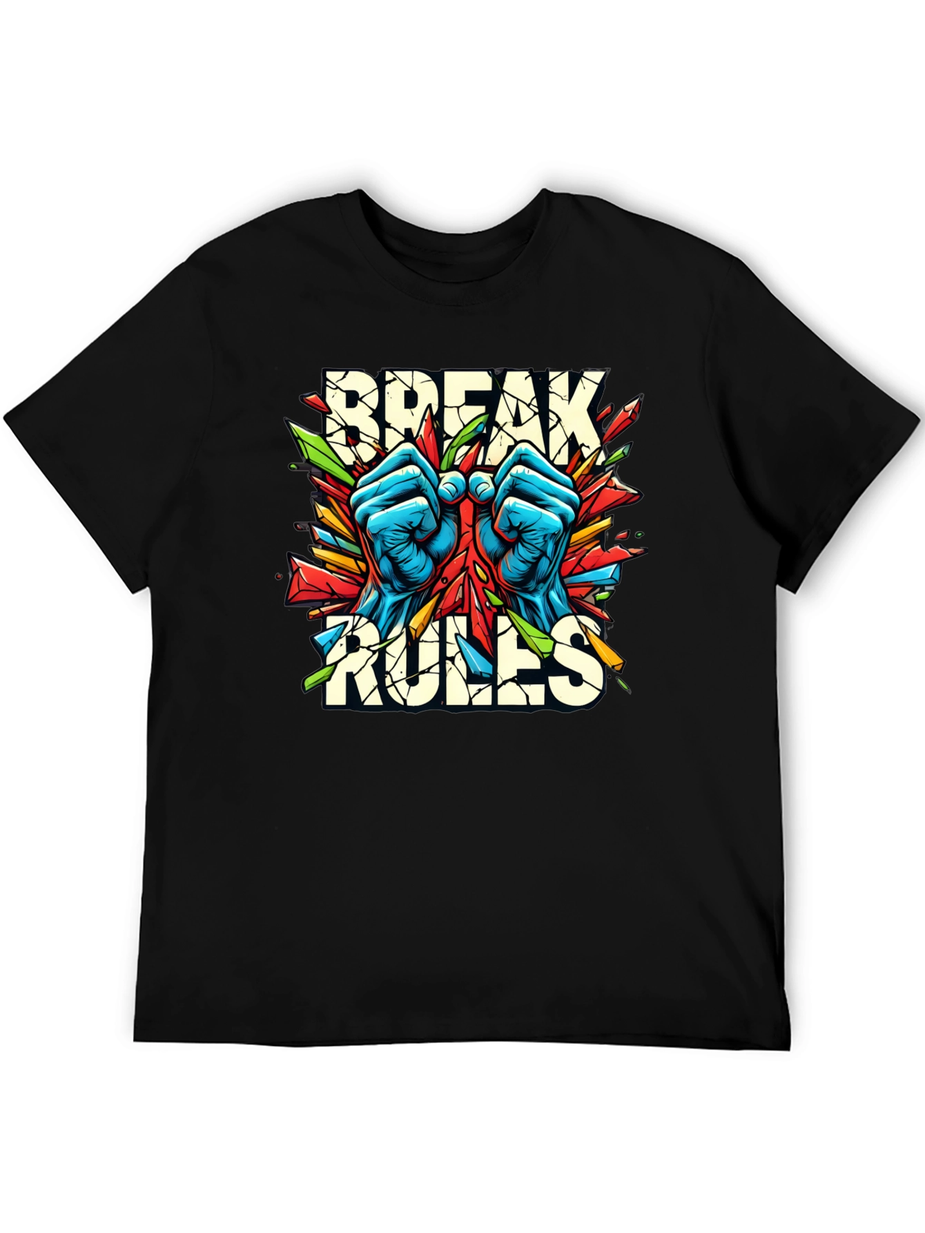 Black Break Rules Graphic Tee - Bold Streetwear Style view 5