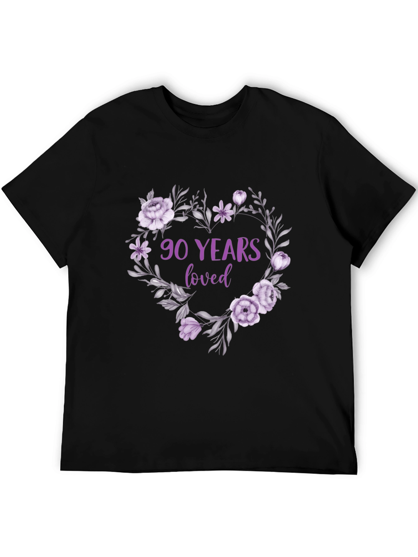 Black 90 Years Loved Floral T-Shirt view 5