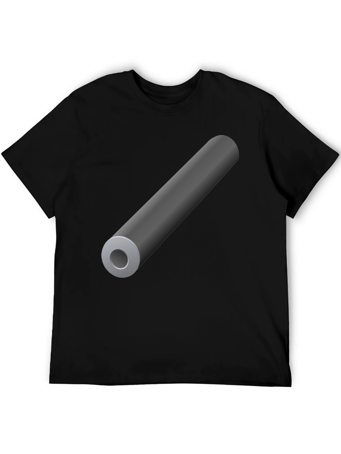 Black Men's Black T-Shirt with Gray Cylinder Graphic view 5