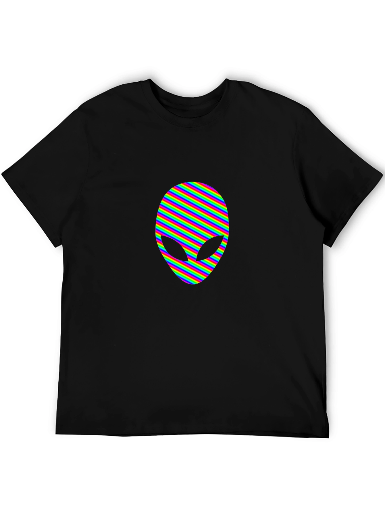 Black Rainbow Alien Head Graphic Tee - Black view 5