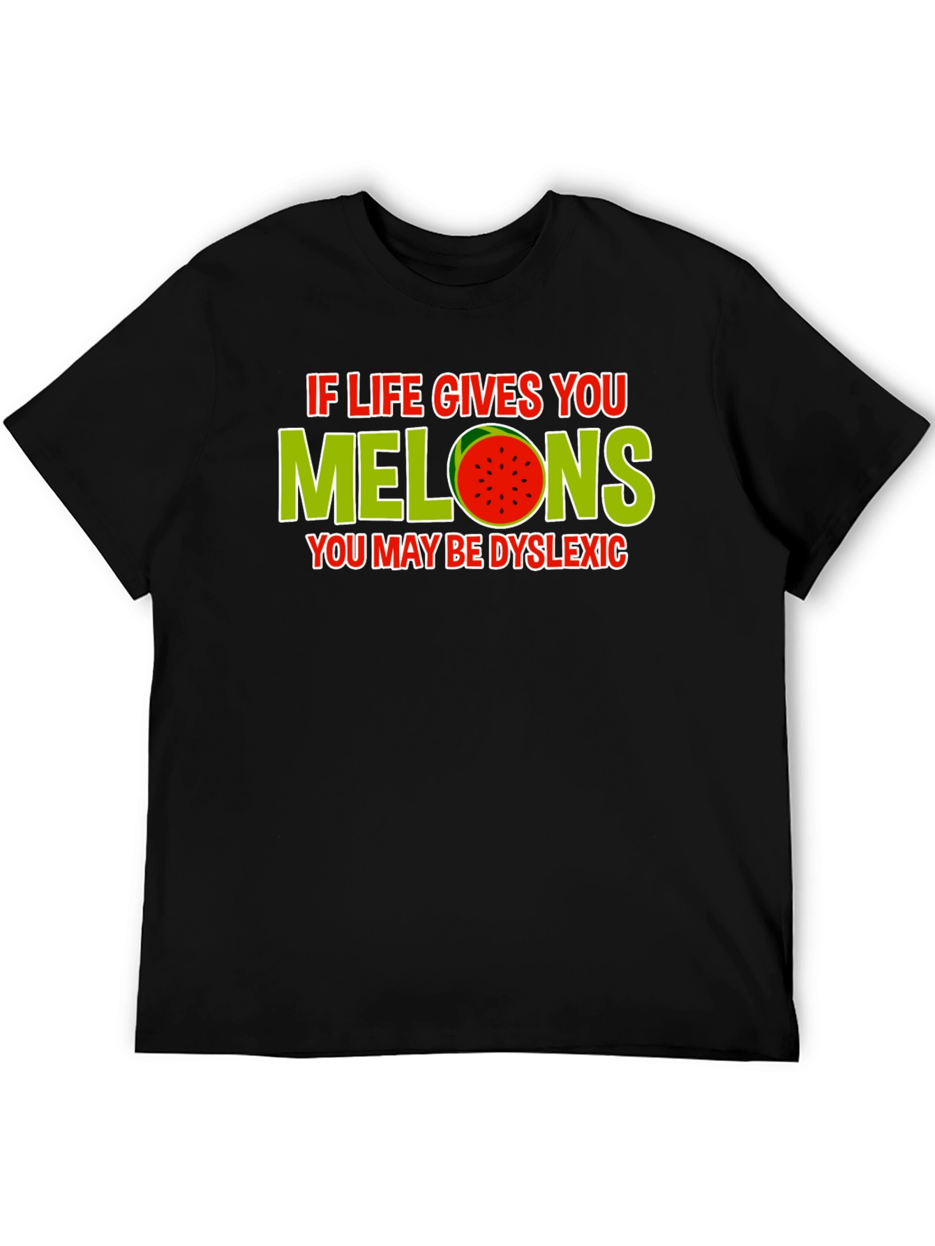 Black Dyslexic Melons Graphic Novelty T-Shirt view 5