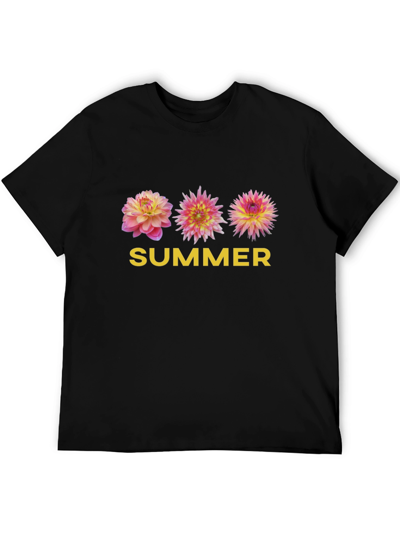 Black Summer Floral Graphic Tee - Soft Black T-Shirt view 5