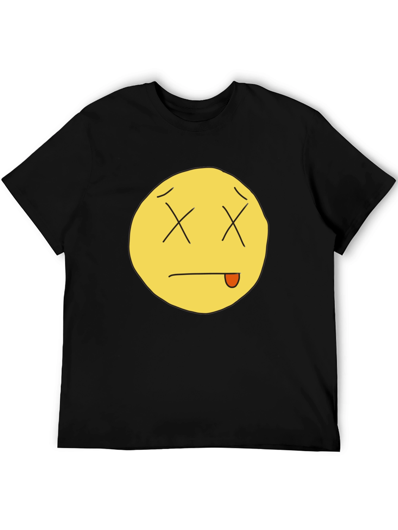 Black Funny Dead Emoji Black T-Shirt view 5