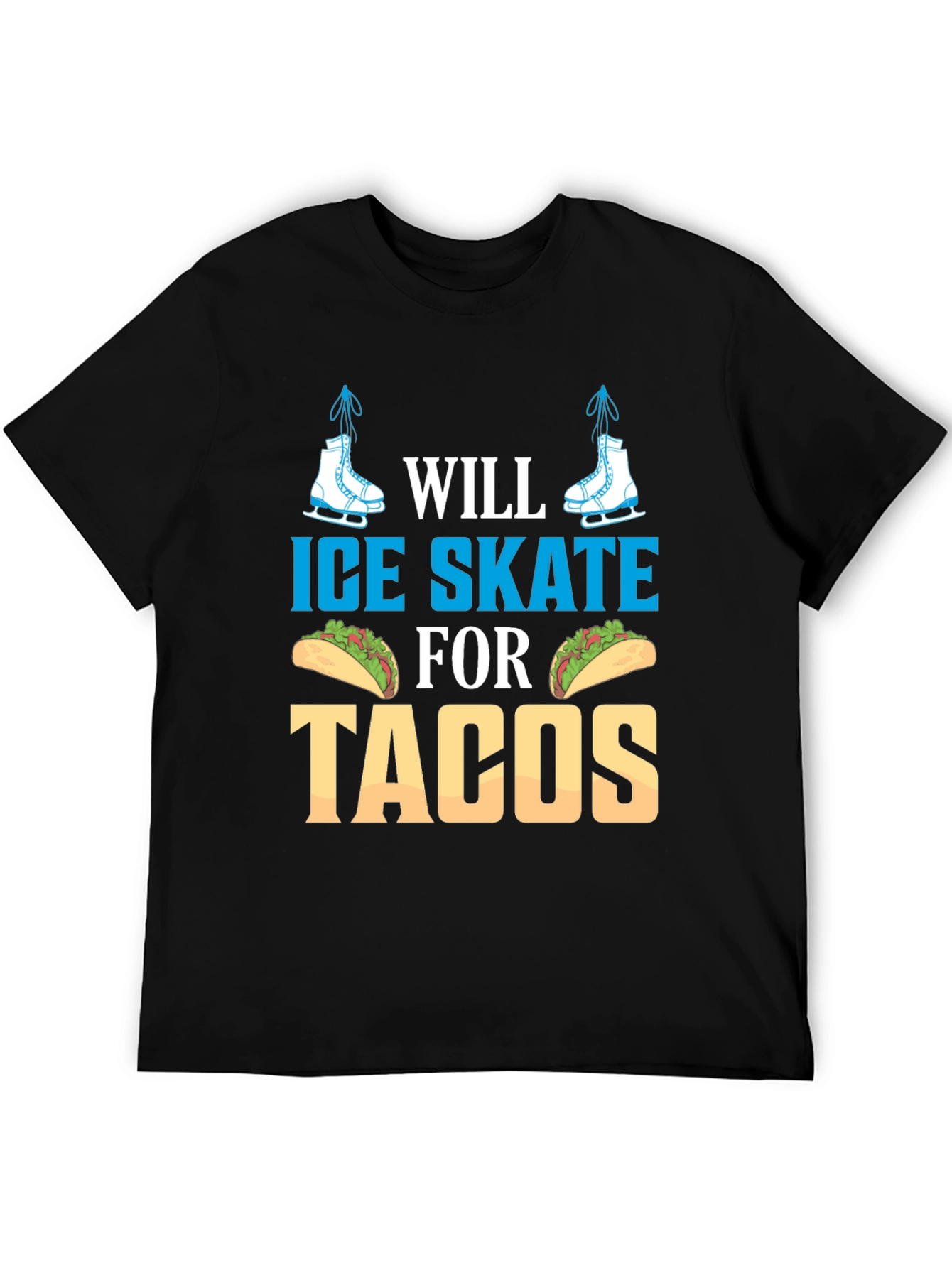 Black Ice Skate for Tacos Graphic Tee view 5