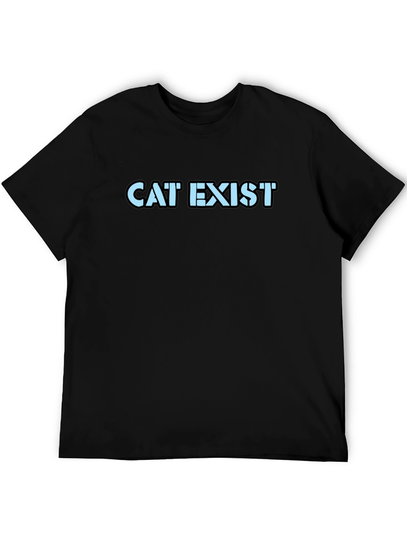 Black CAT EXIST Graphic Tee - Black Crew Neck T-Shirt view 5