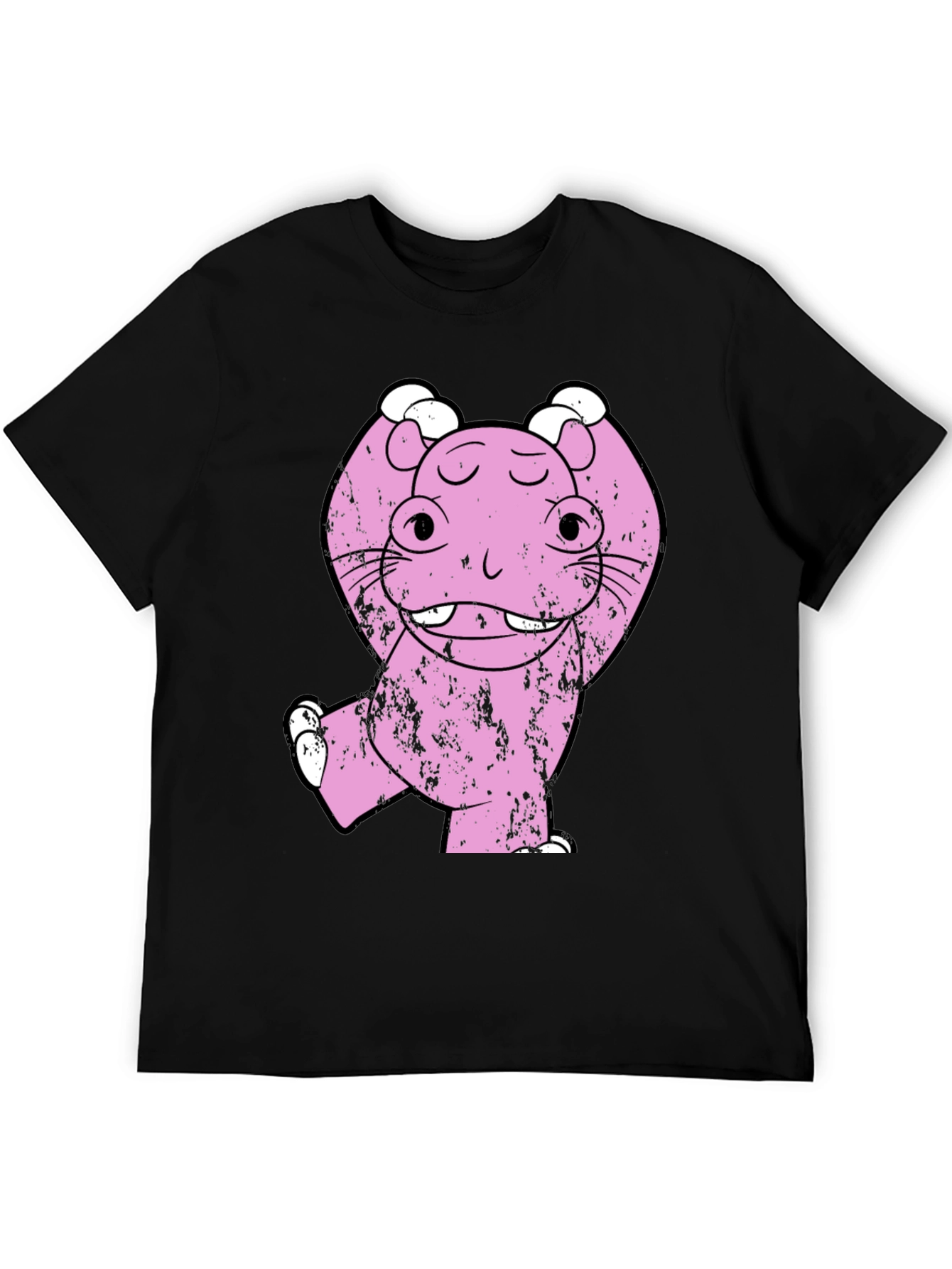 Black Pink Monster Graphic Print Tee - Men's Black T-Shirt view 5