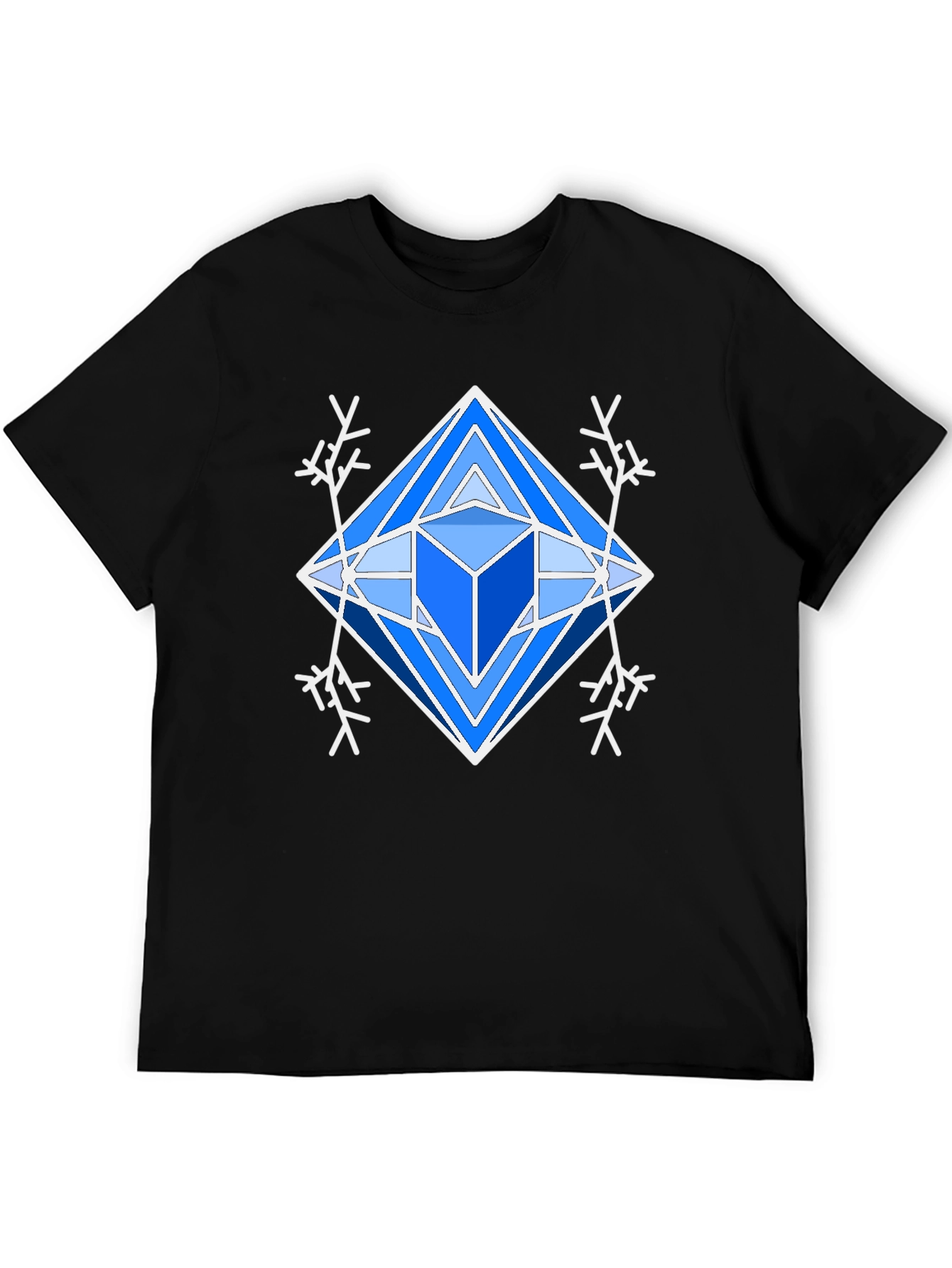 Black Geometric Snowflake Graphic Tee - Modern Winter Style view 5