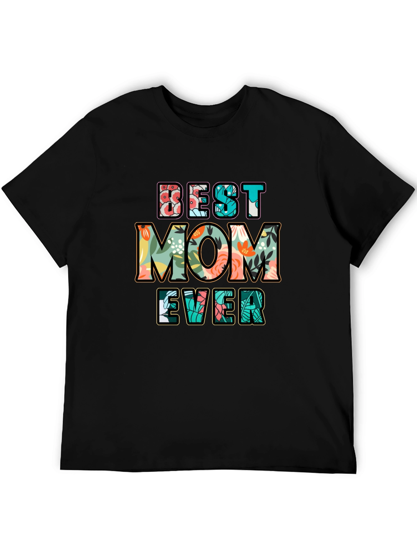 Black Best Mom Ever Floral Graphic T-Shirt view 5
