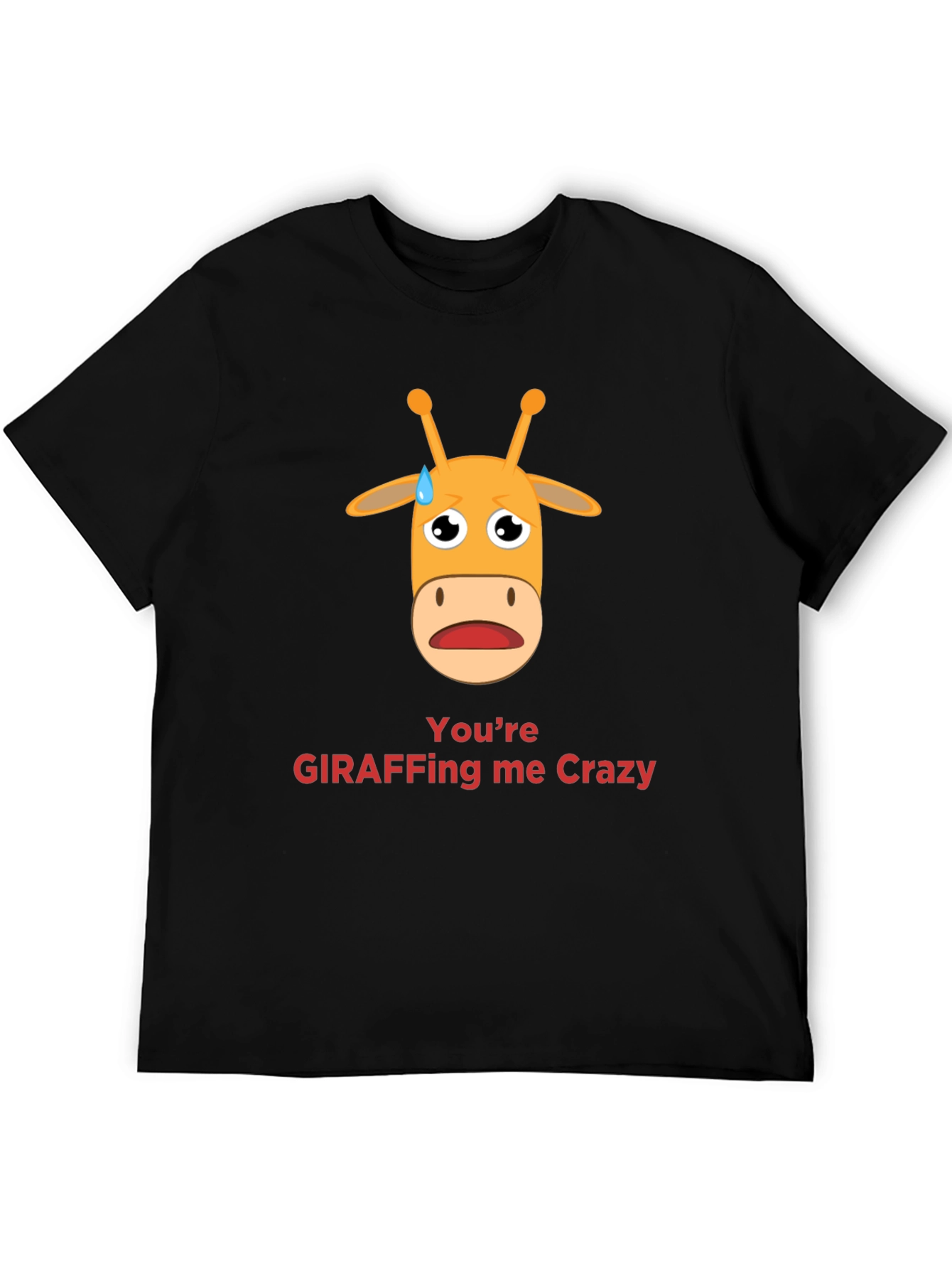 Black Giraffe Crazy Graphic Tee - Funny Animal Pun T-Shirt view 5