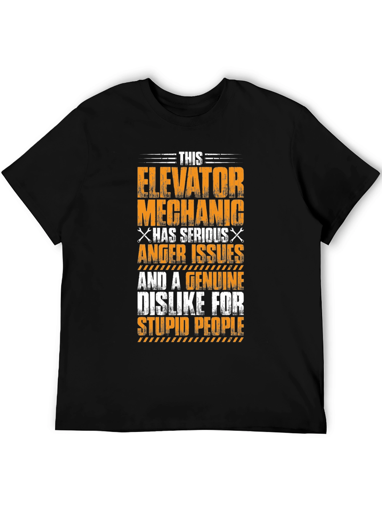 Black Elevator Mechanic Anger Issues Graphic T-Shirt view 5