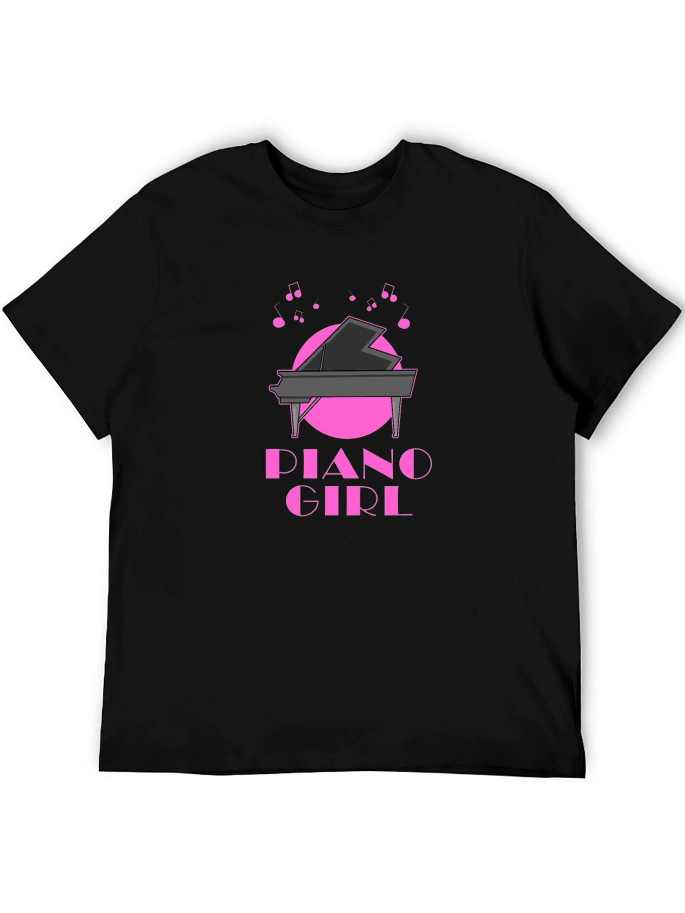 Black Piano Girl Black T-Shirt - Music Lover Tee view 5