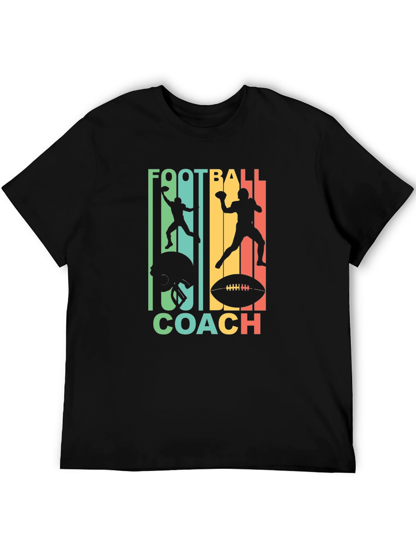 Black Football Coach Graphic Tee - Retro Design view 5