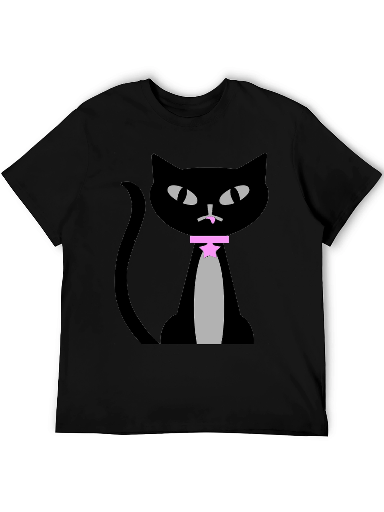 Black Cool Cat Graphic Tee view 5