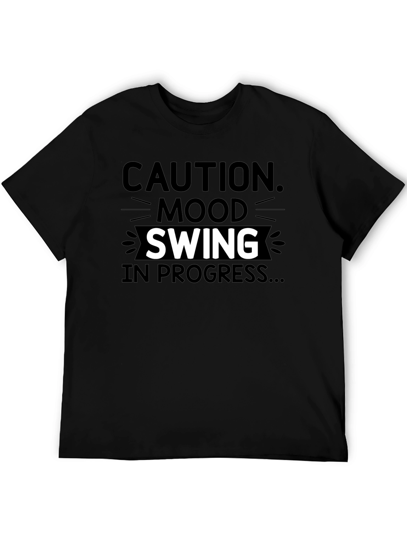 Black Caution Mood Swing T-Shirt - Funny Humor Tee view 5