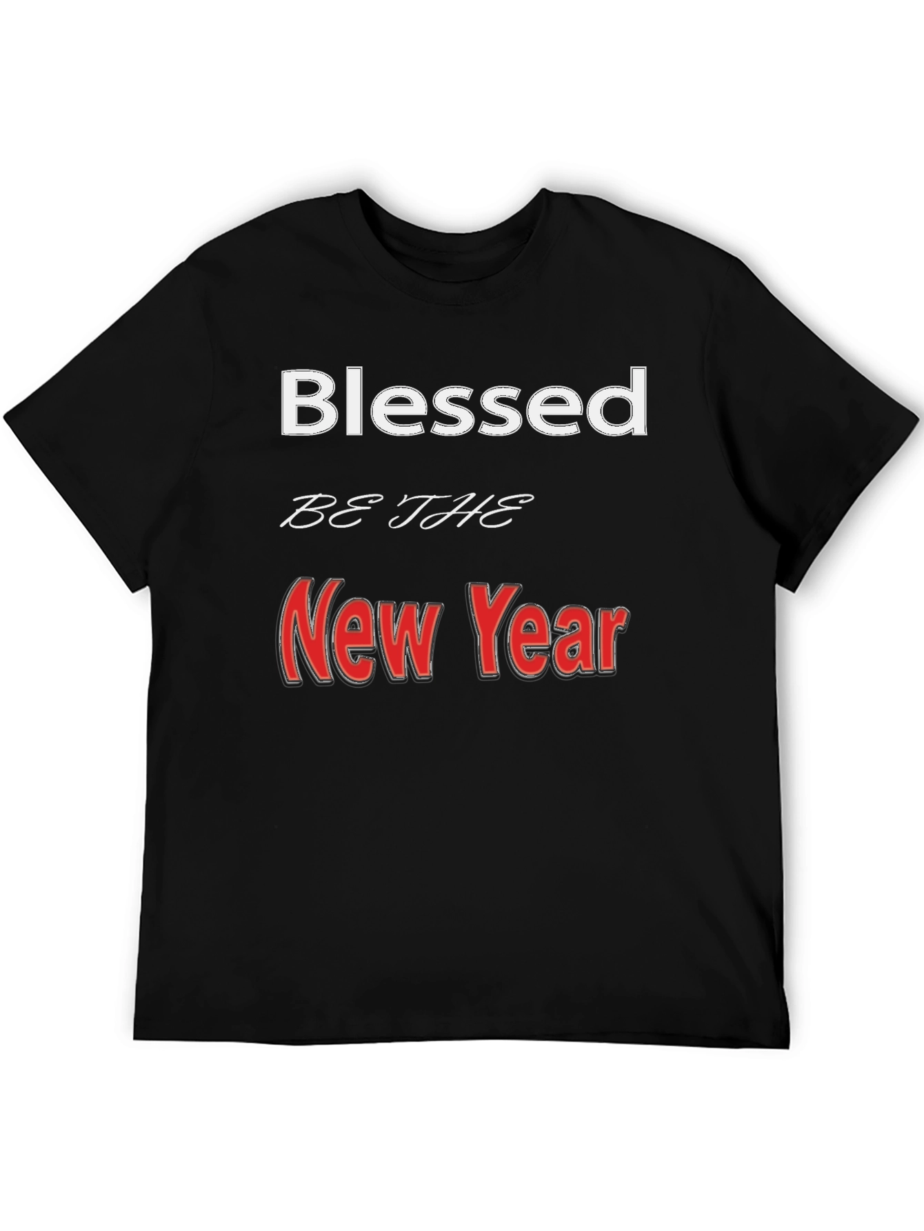 Black Blessed New Year Graphic Tee - Stylish Holiday Apparel view 5