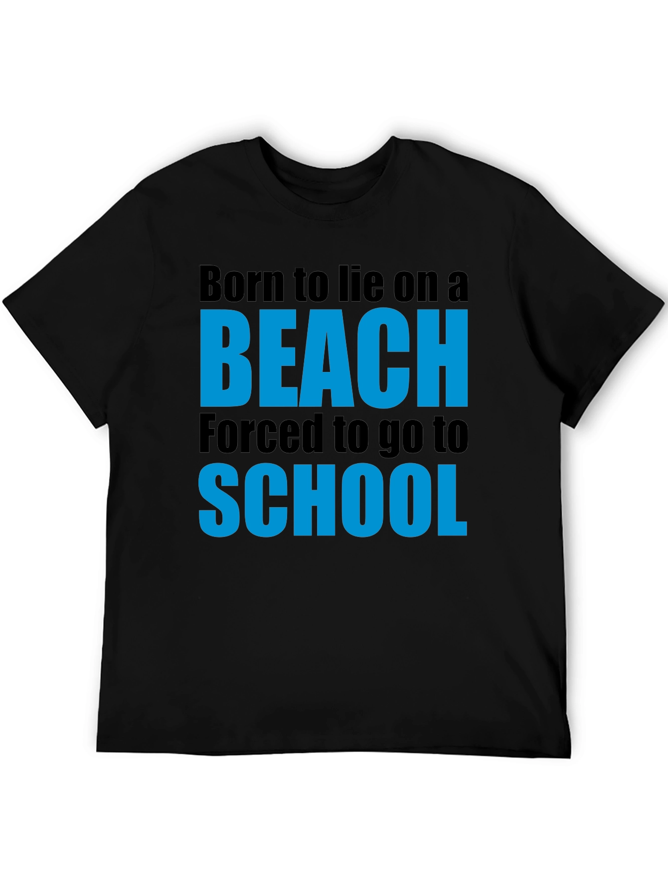 Black Born to Beach Funny Graphic T-Shirt view 5