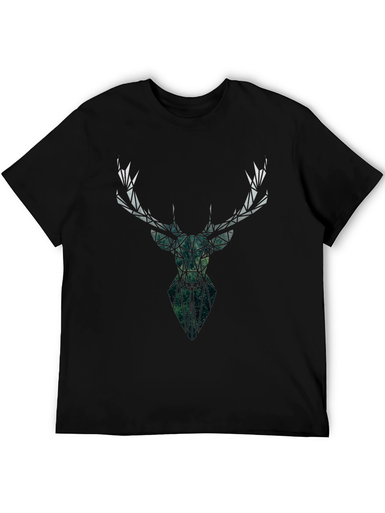 Black Geometric Deer Head Black T-Shirt view 5