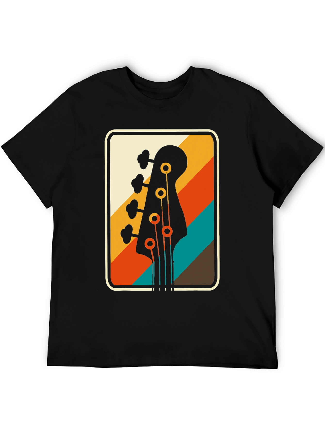 Black Retro Bass Guitar Tee - Vintage Music Lover T-Shirt view 5
