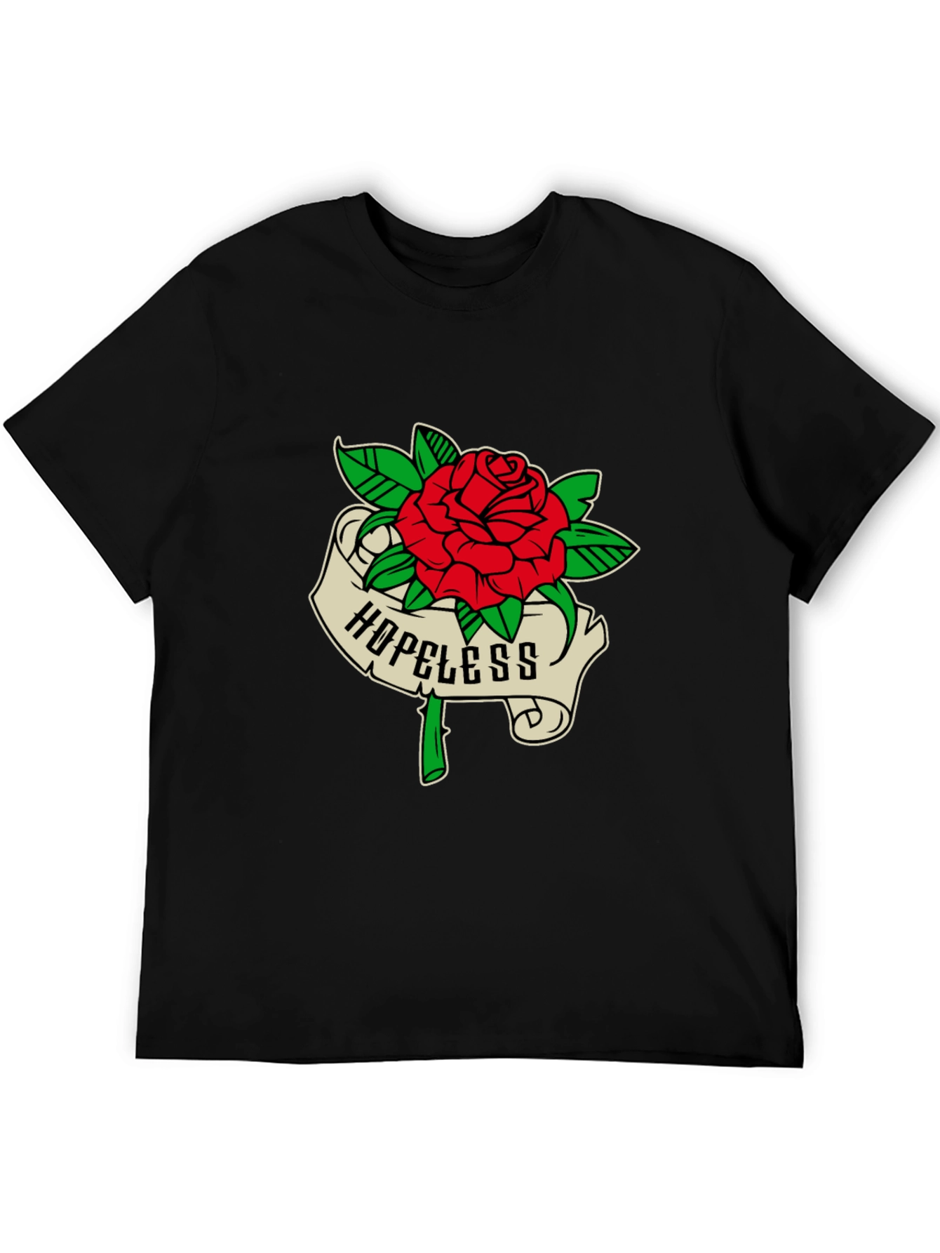 Black Hopeless Rose Graphic Tee - Black Casual Shirt view 5