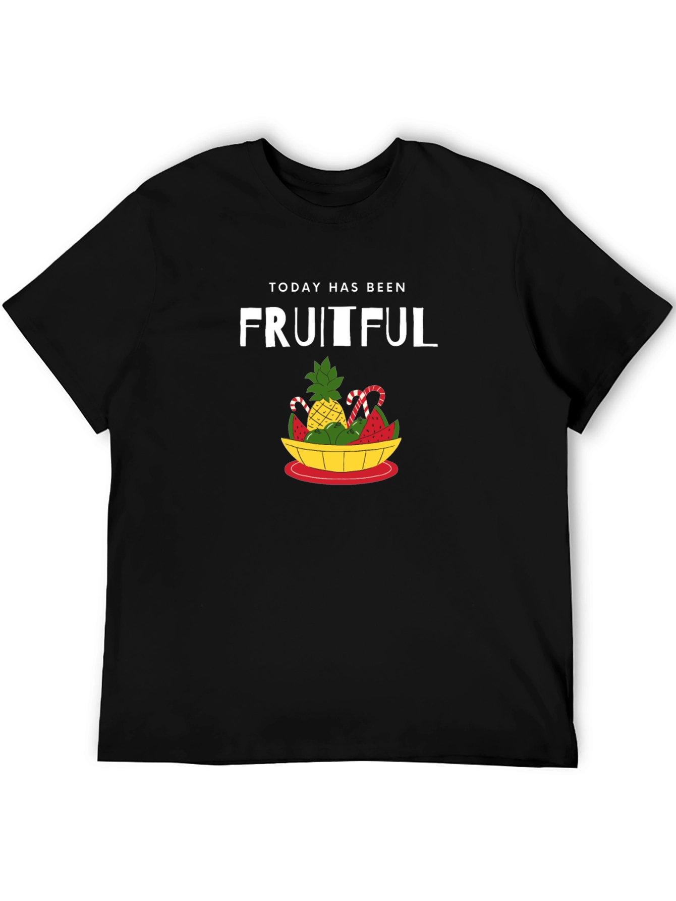 Black Fruitful Day Graphic T-Shirt - Black Cotton Tee view 5