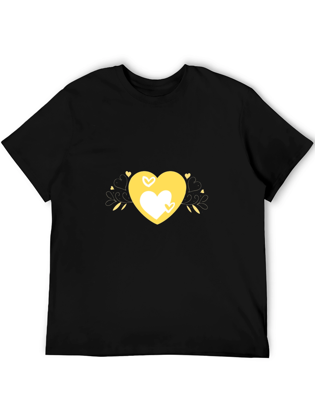 Black Heart Design Black T-Shirt view 5