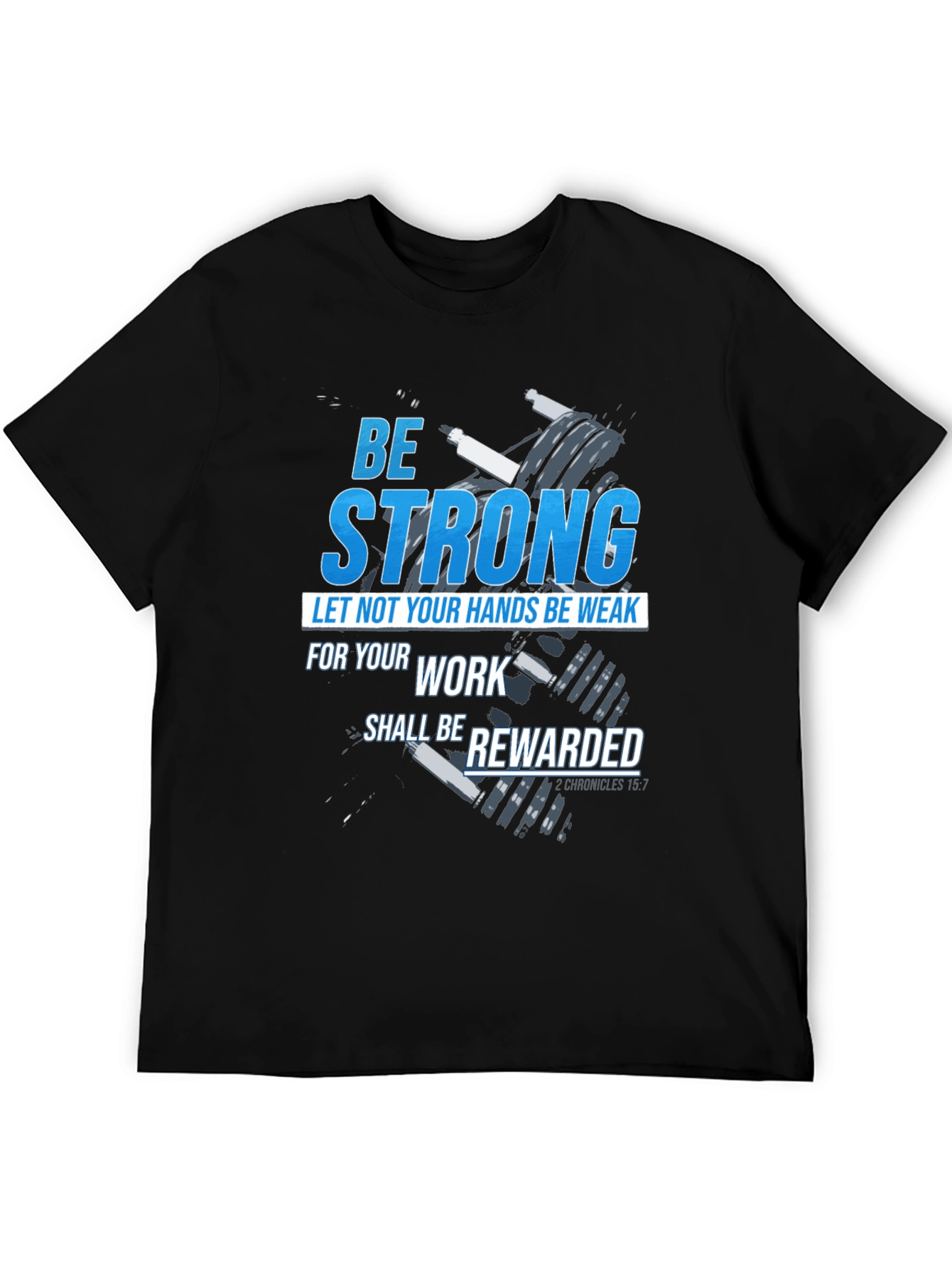 Black Be Strong T-Shirt: Christian Workout Apparel view 5