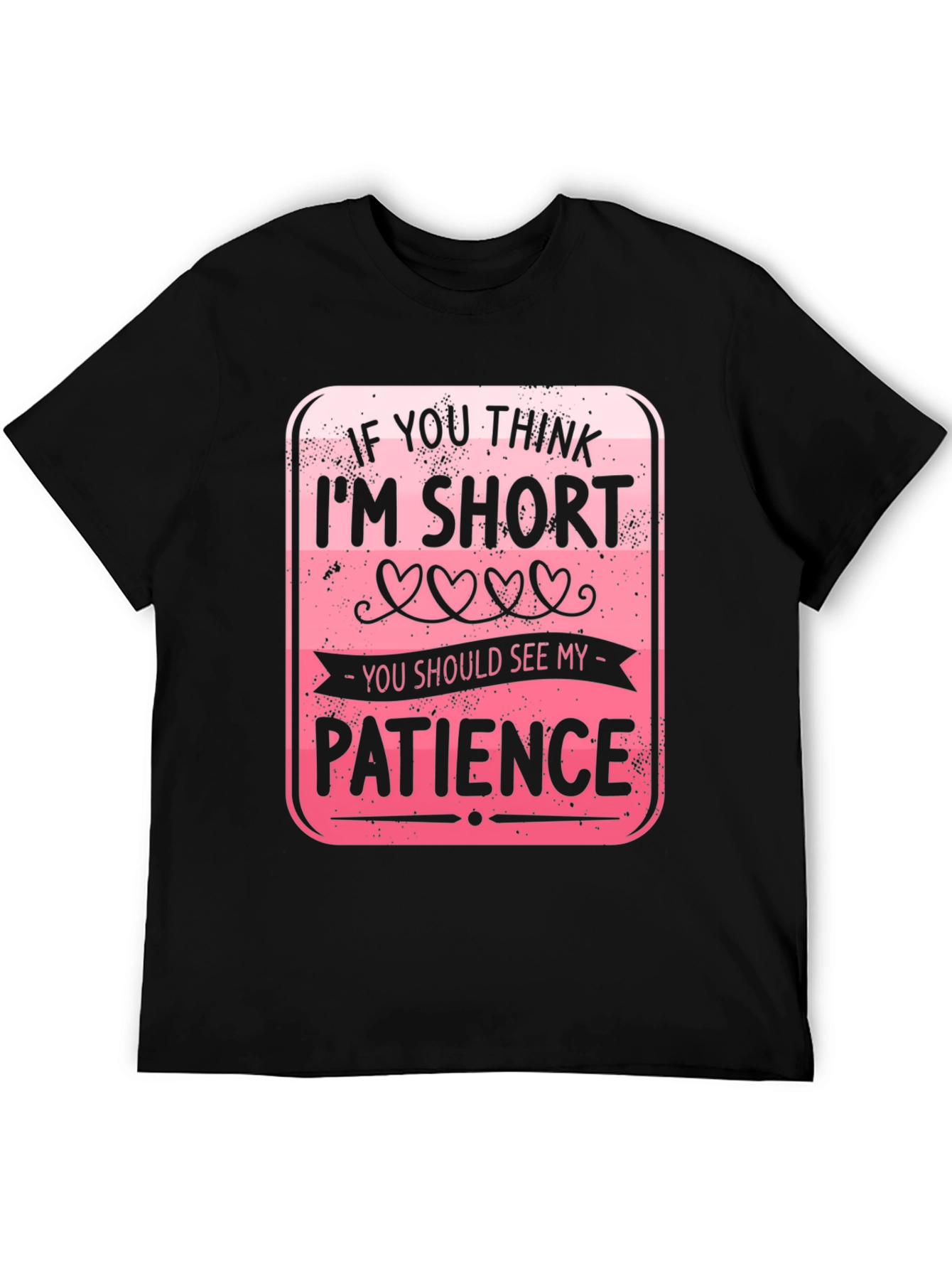 Black Funny Short Patience Graphic T-Shirt view 5