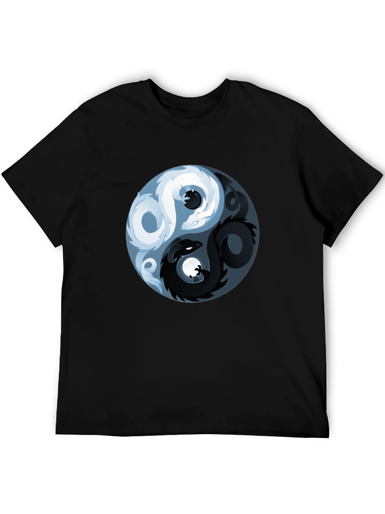 Black Yin Yang Dragon Graphic T-Shirt view 5
