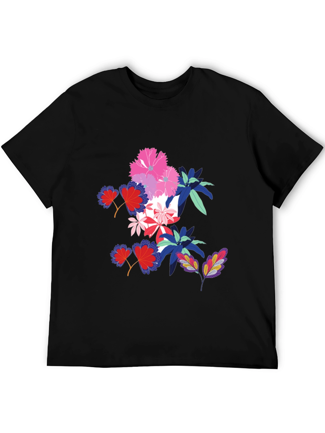 Black Floral Print Black T-Shirt view 5