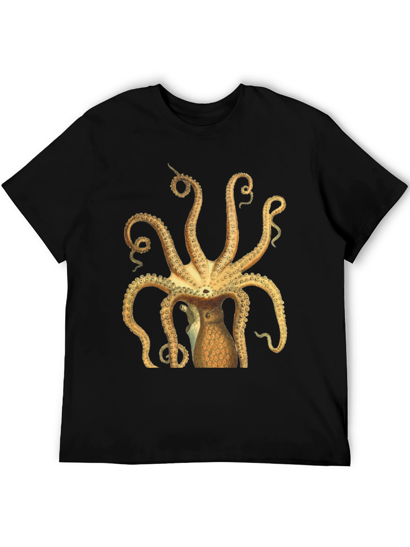 Black Octopus Graphic Tee - Black Cotton T-Shirt view 5