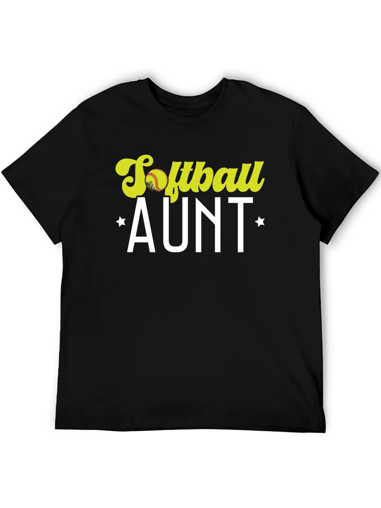 Black Softball Aunt T-Shirt - Black Cotton Tee view 5