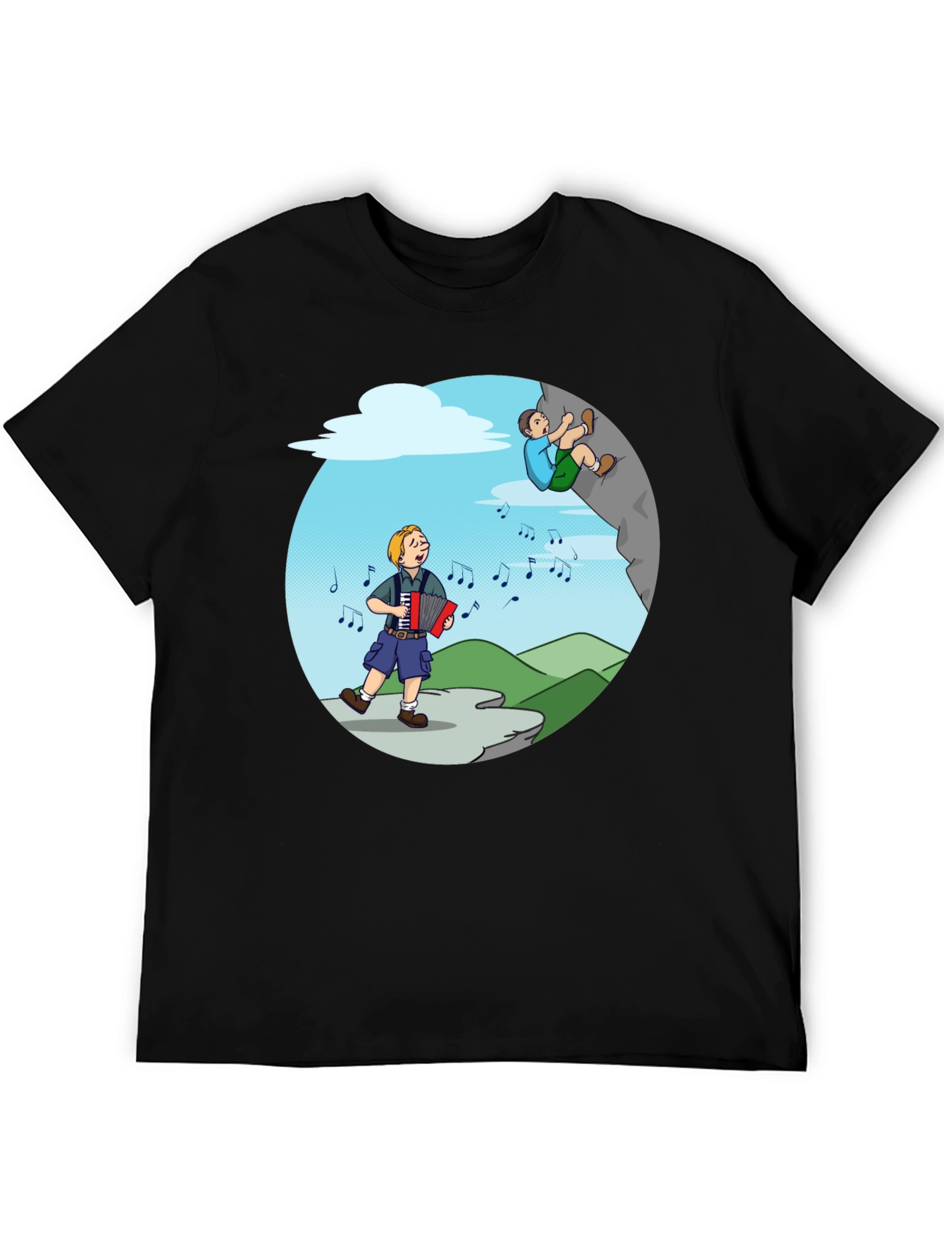 Black Accordion & Climbing T-Shirt - Musical Adventure Tee view 5