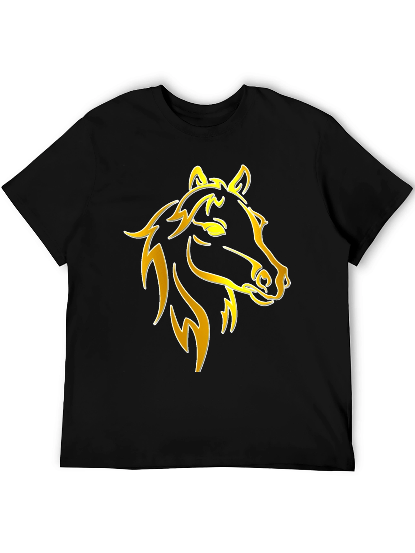Black Golden Horse Graphic Tee - Stylish Black T-Shirt view 5