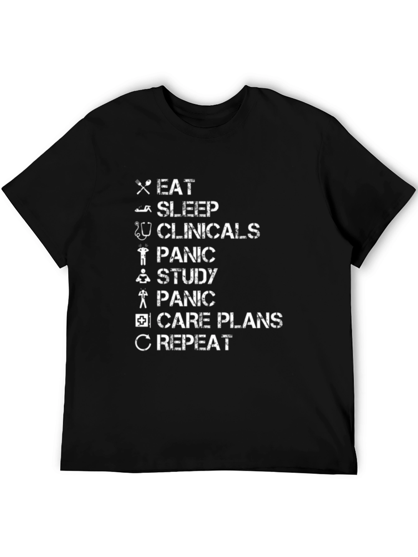 Black Eat Sleep Clinicals Nursing T-Shirt view 5