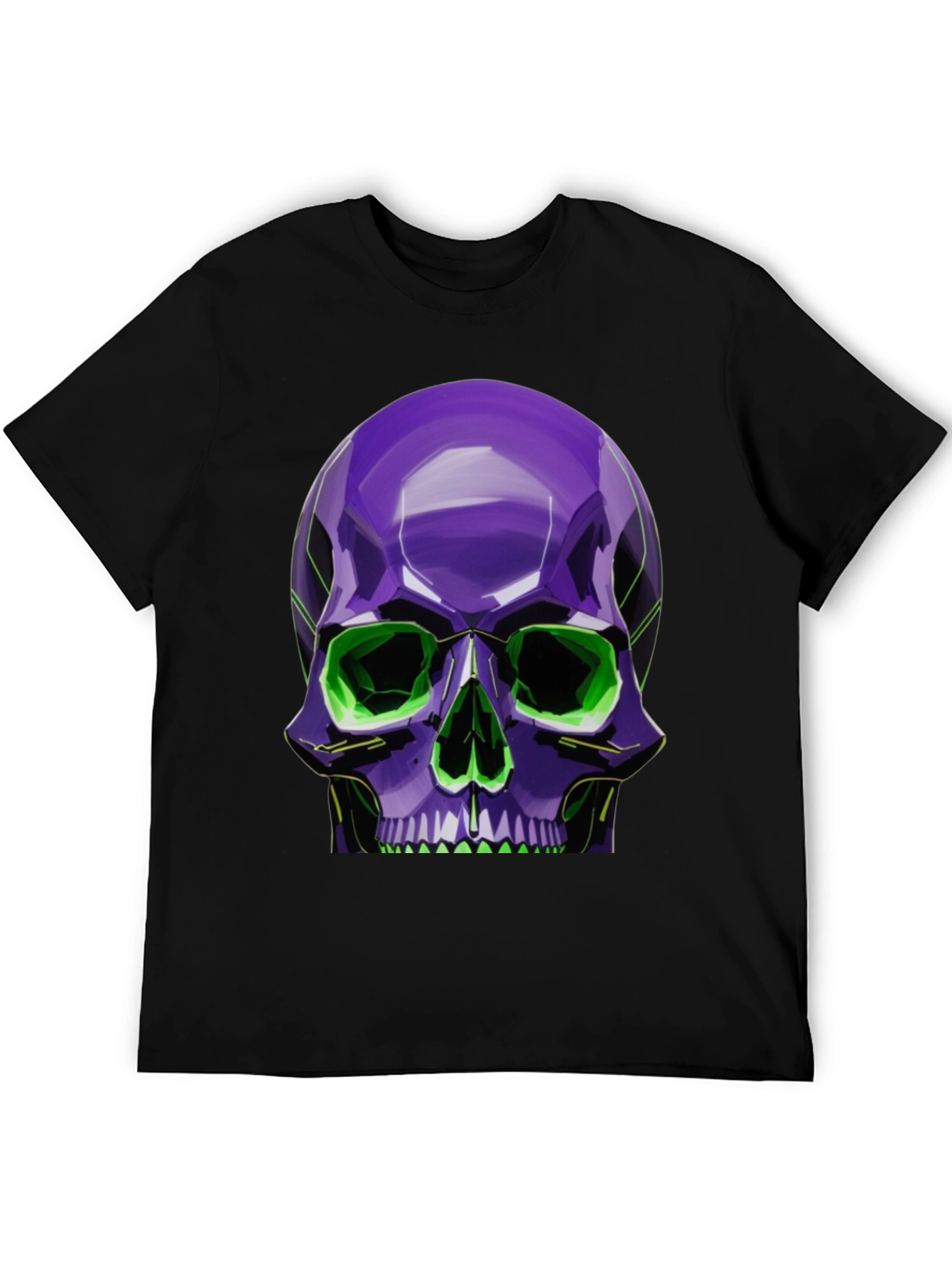 Black Neon Skull Graphic Tee - Stylish, Bold Design view 5