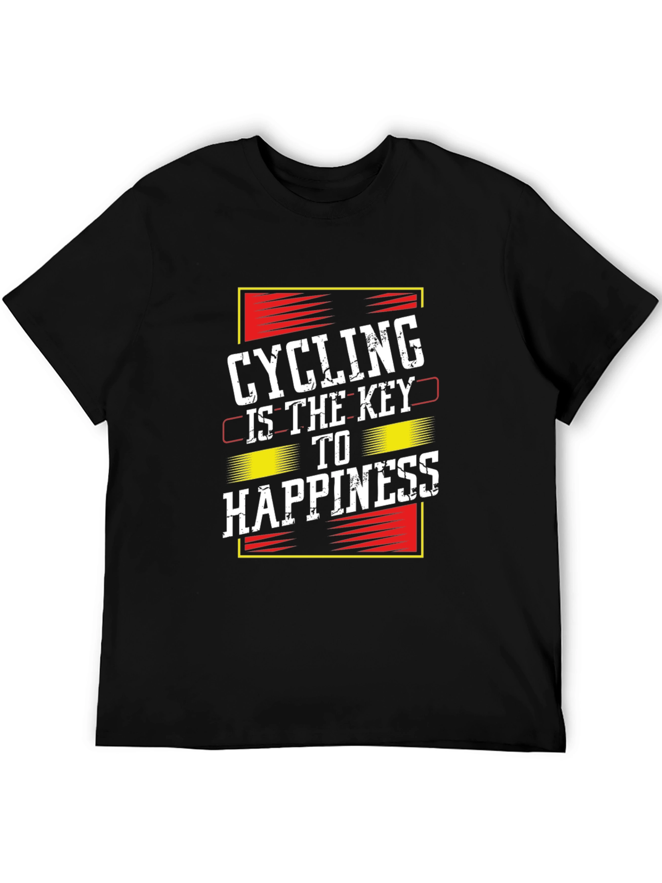 Black Cycling is the Key to Happiness Black Graphic T-Shirt view 5