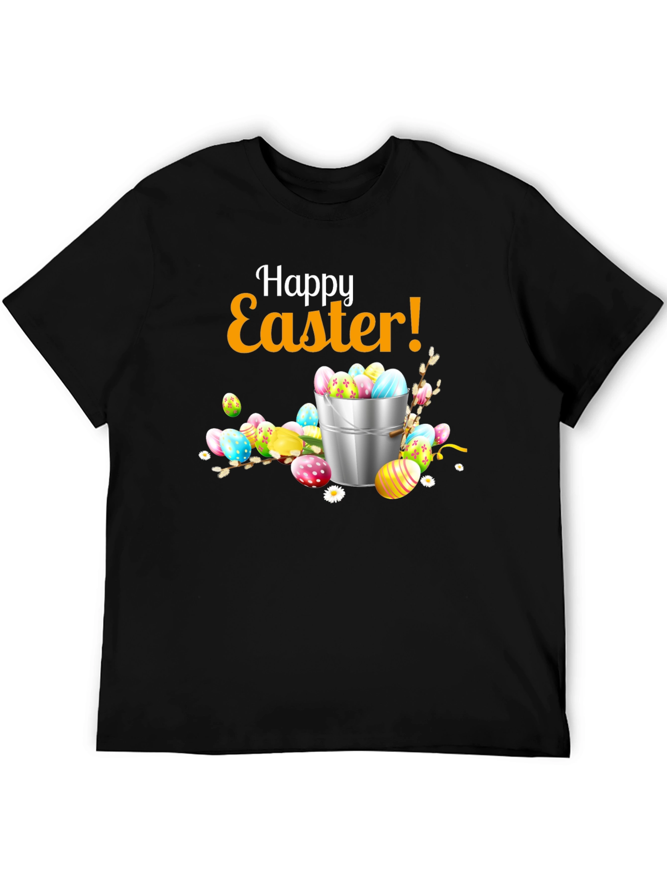 Black Happy Easter T-Shirt - Easter Egg Bucket Design view 5