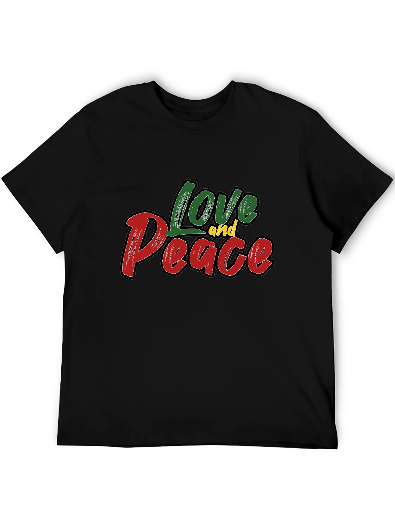 Black Love and Peace Graphic Black T-Shirt view 5
