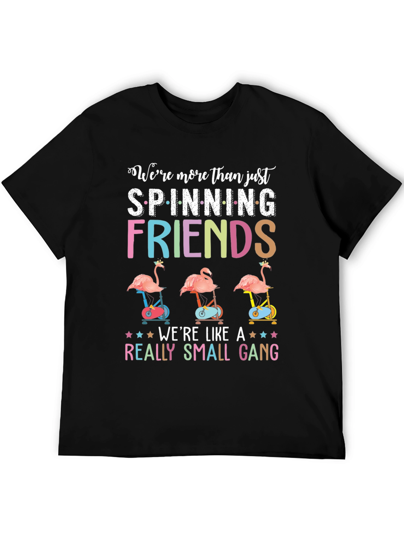 Black Spinning Flamingo Friends T-Shirt view 5