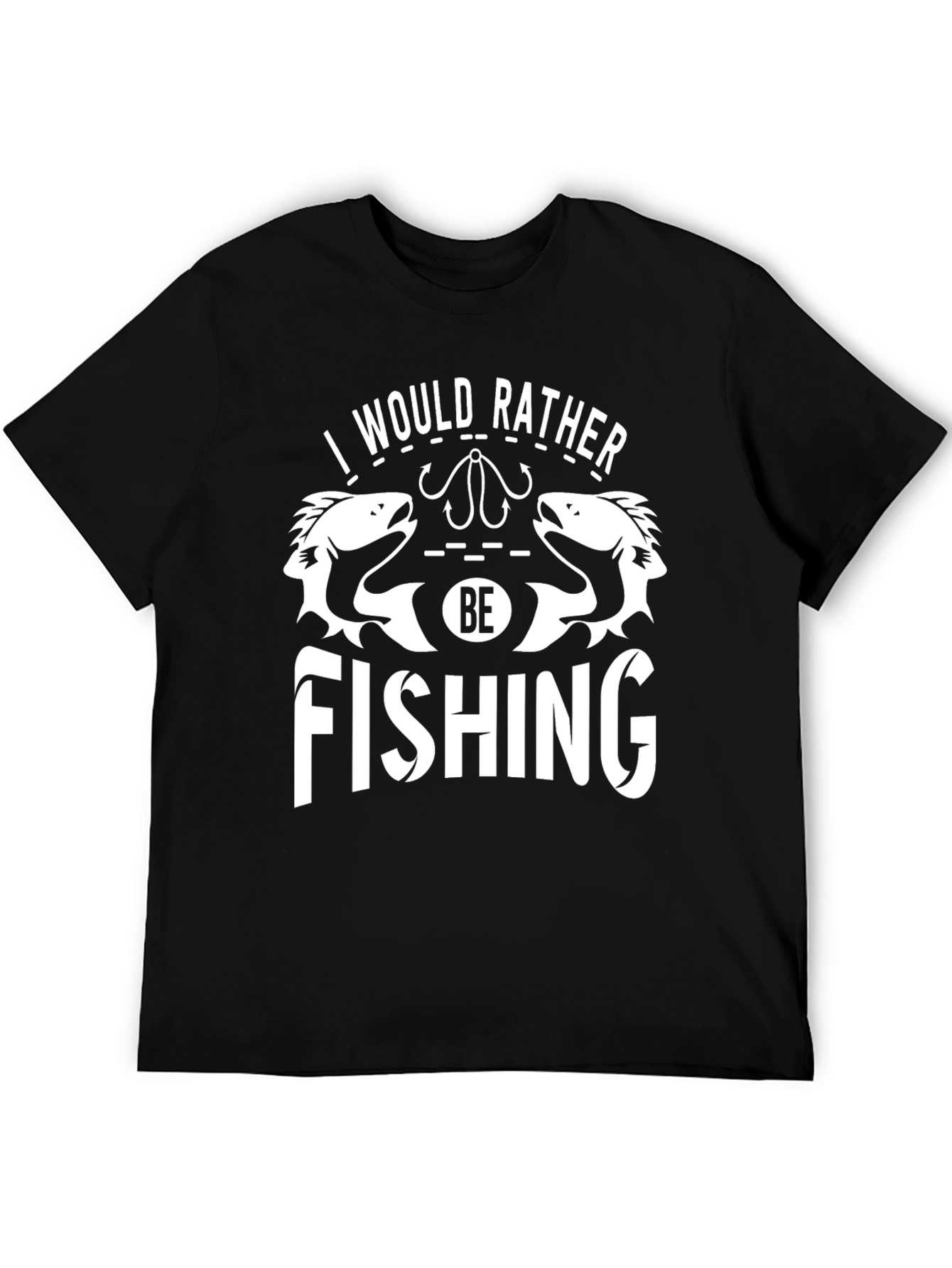 Black Fishing T-Shirt - I Would Rather Be Fishing view 5