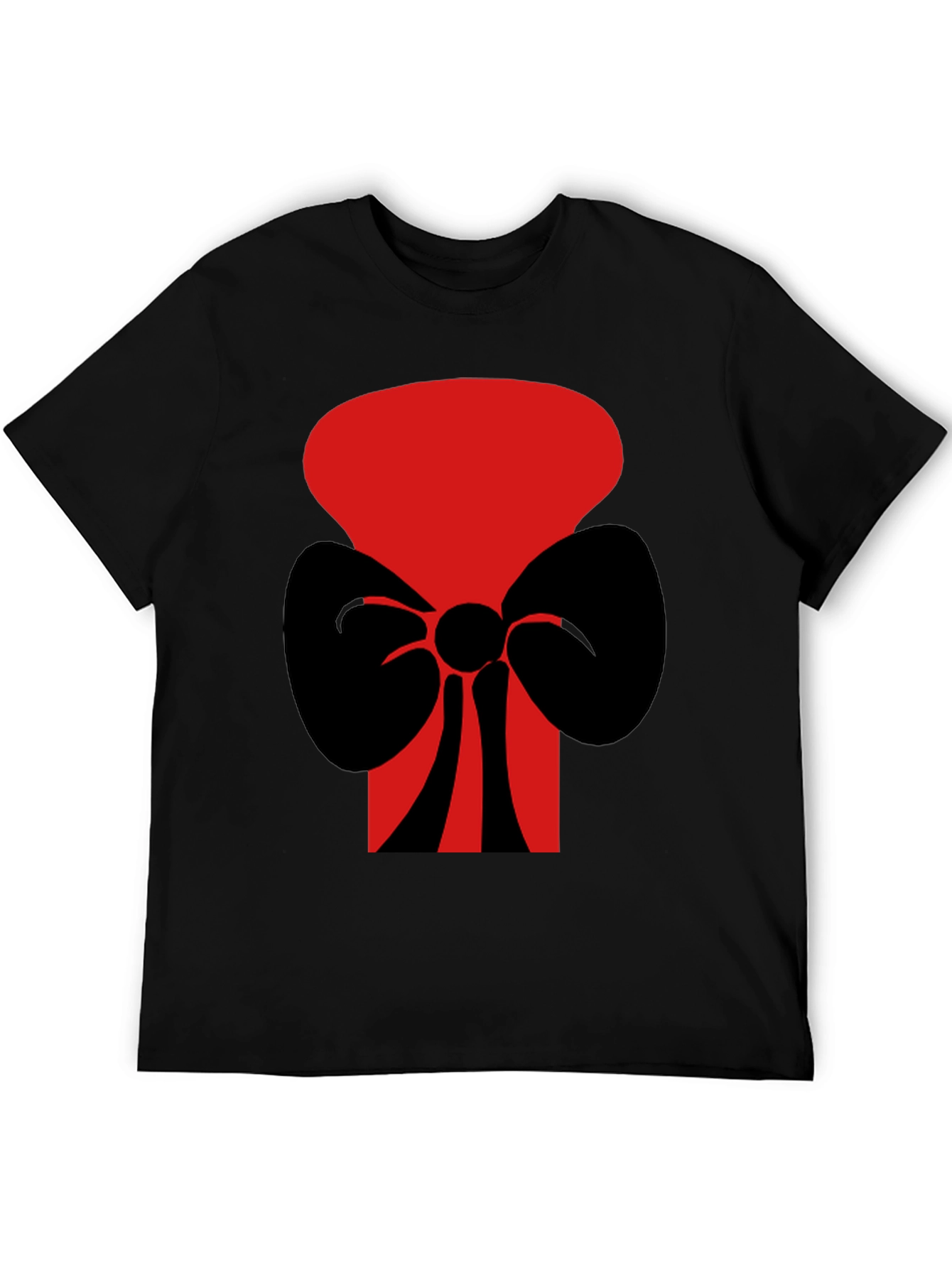 Black Bold Graphic Tee: Red Top Hat with Black Bow Tie view 5