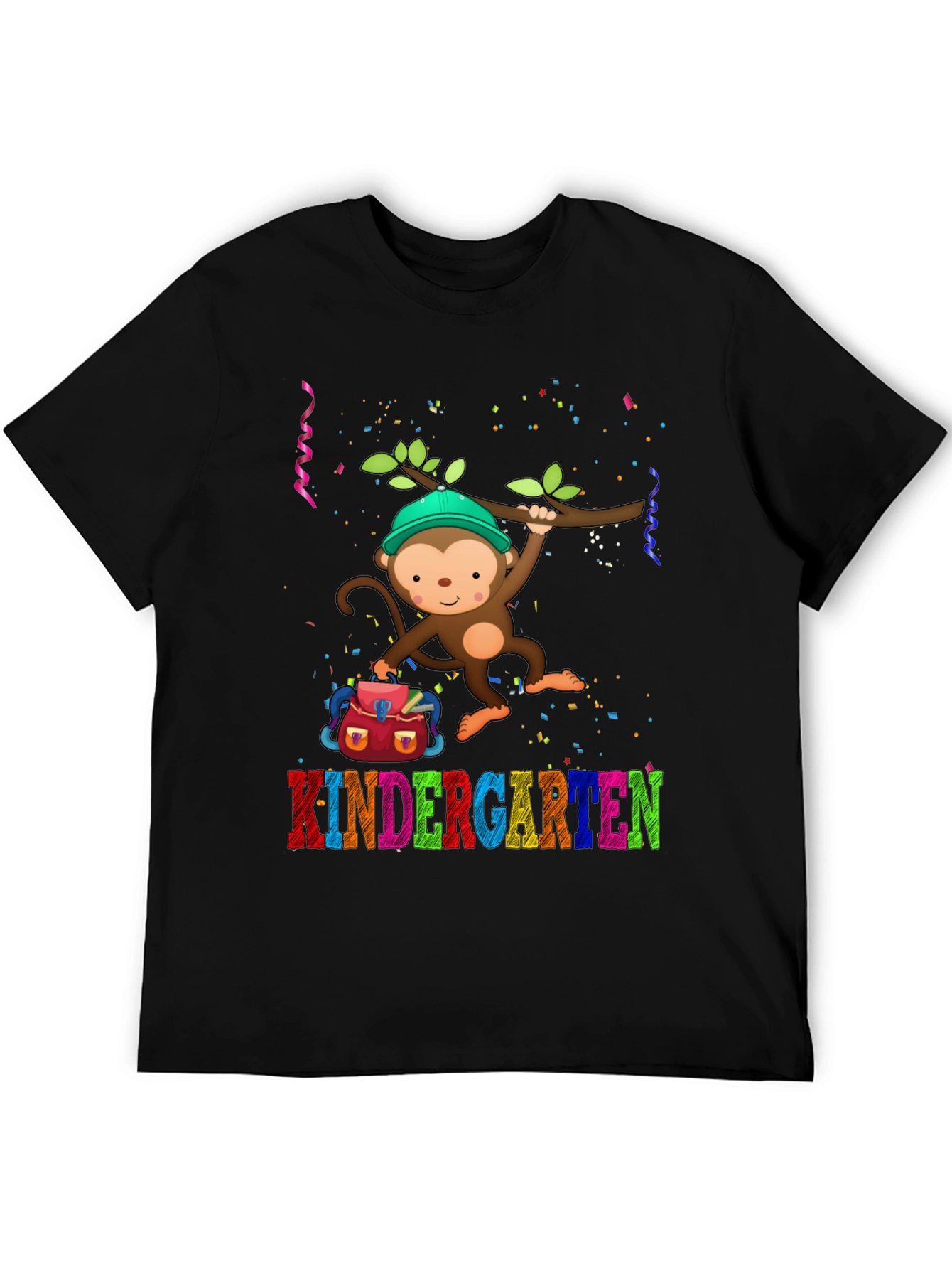 Black Kindergarten Monkey T-Shirt - Back to School view 5
