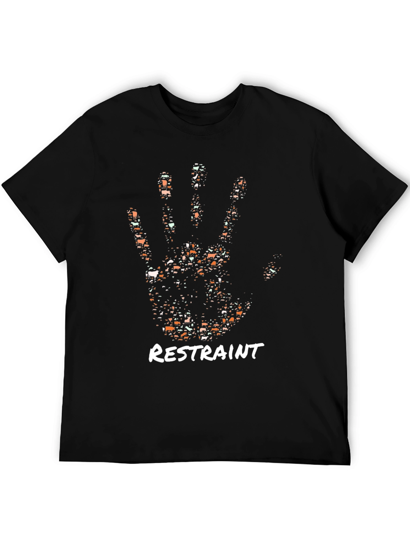 Black Restraint Palm Print T-Shirt view 5