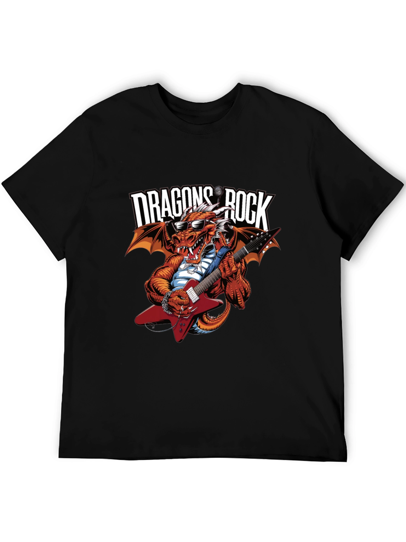 Black Dragon Rocks Graphic Tee - Heavy Metal Concert T-Shirt view 5