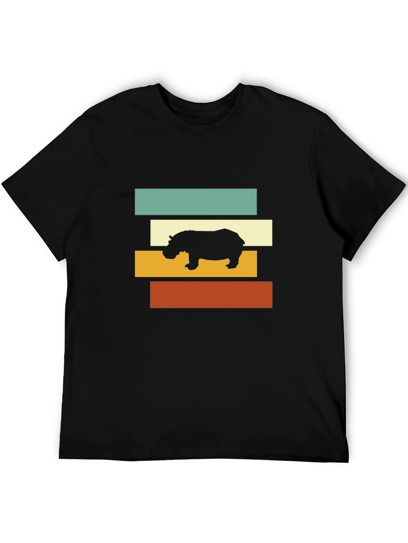 Black Retro Hippo T-Shirt - Stylish Graphic Tee view 5