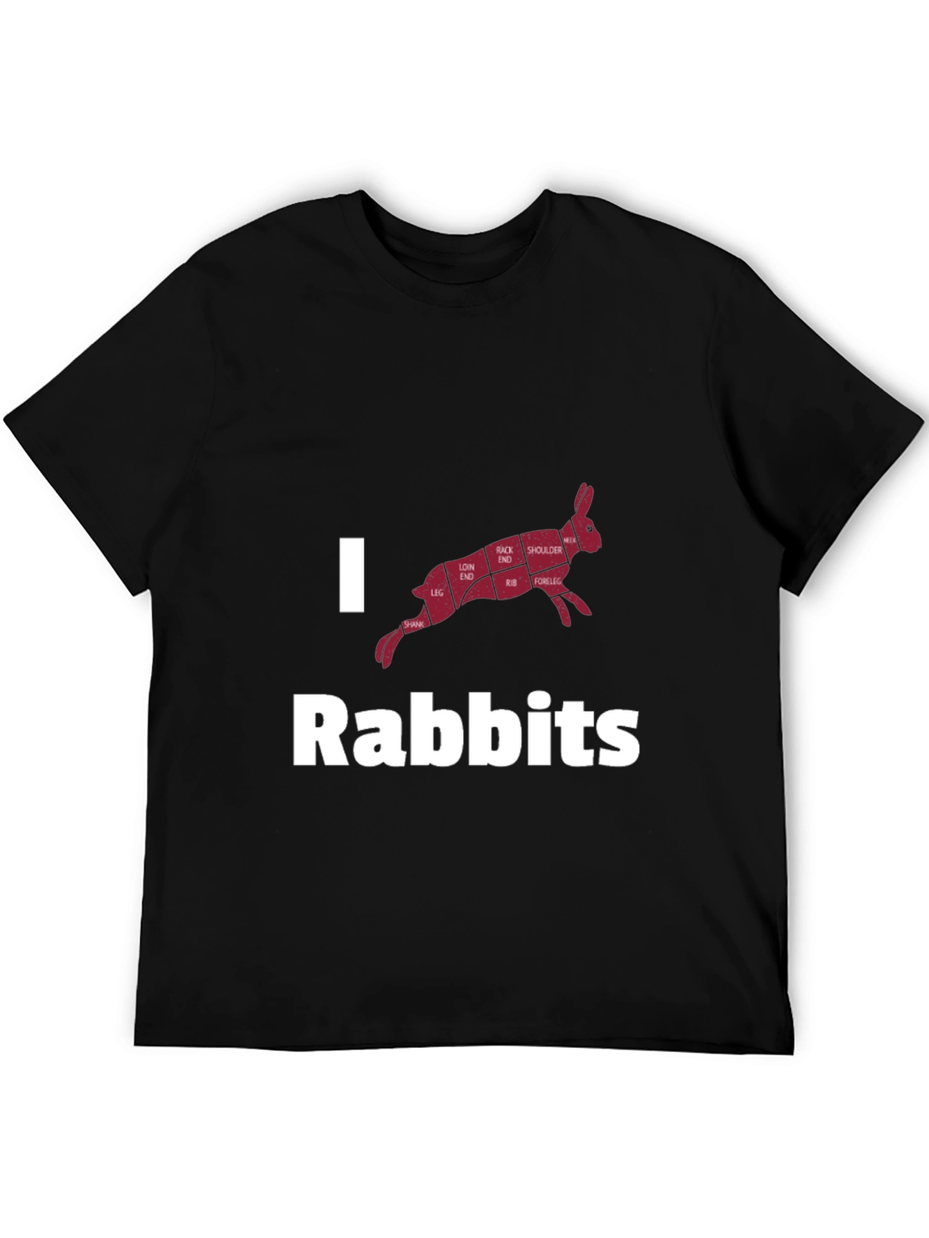 Black I Love Rabbits Butcher Cut T-Shirt view 5