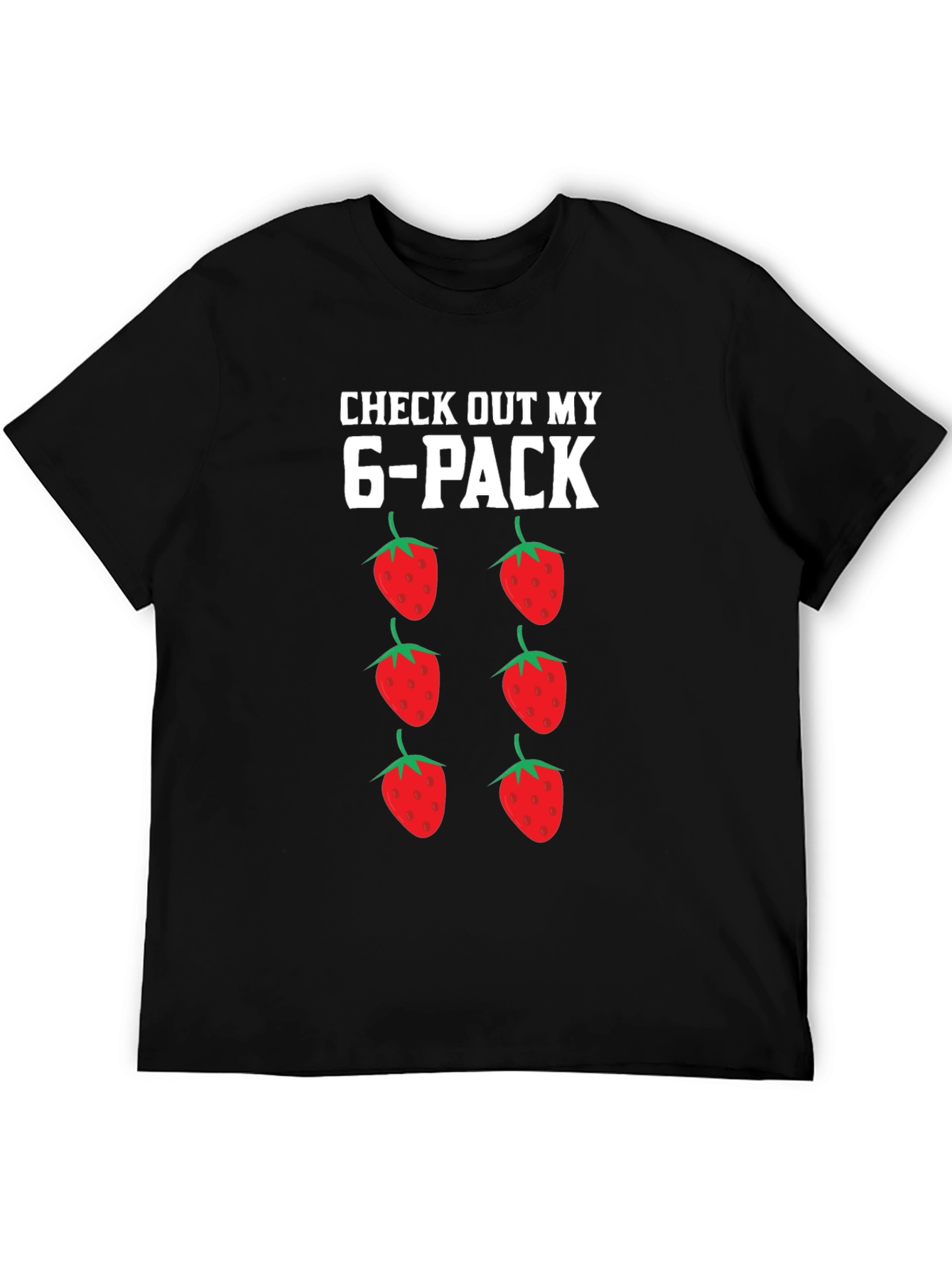 Black Funny Strawberry 6-Pack Graphic T-Shirt view 5