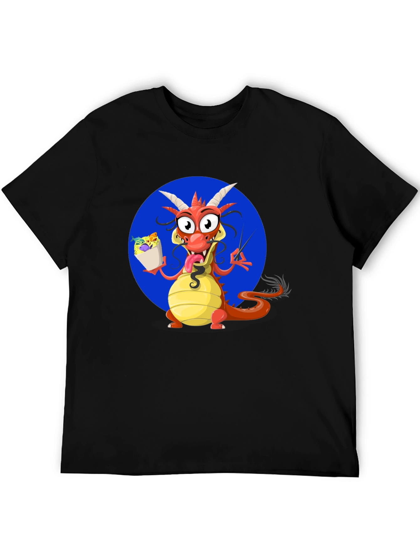 Black Dragon Eating Noodles Graphic T-Shirt view 5