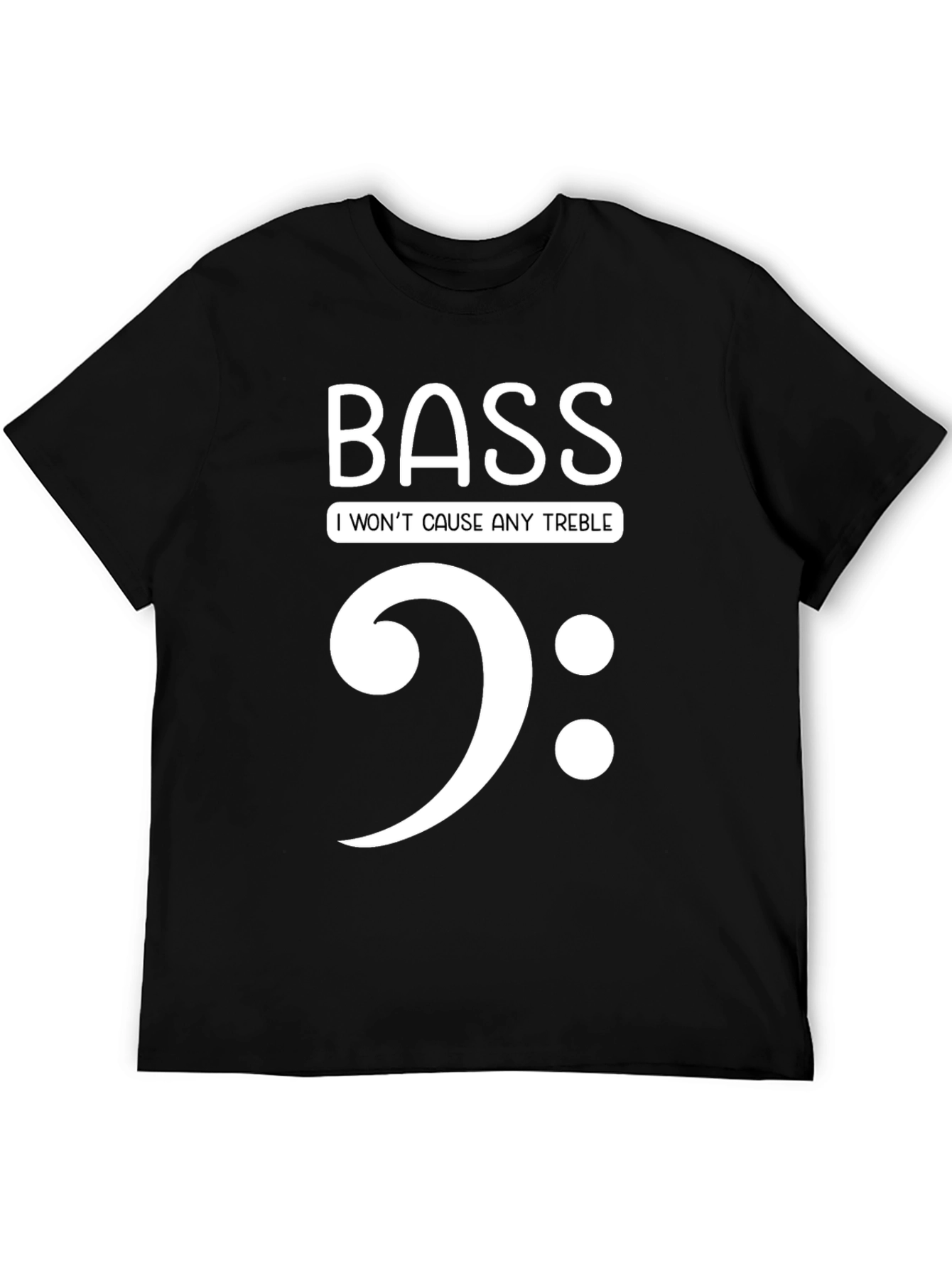 Black Bass Clef Music Pun Graphic Tee - Soft Cotton view 5
