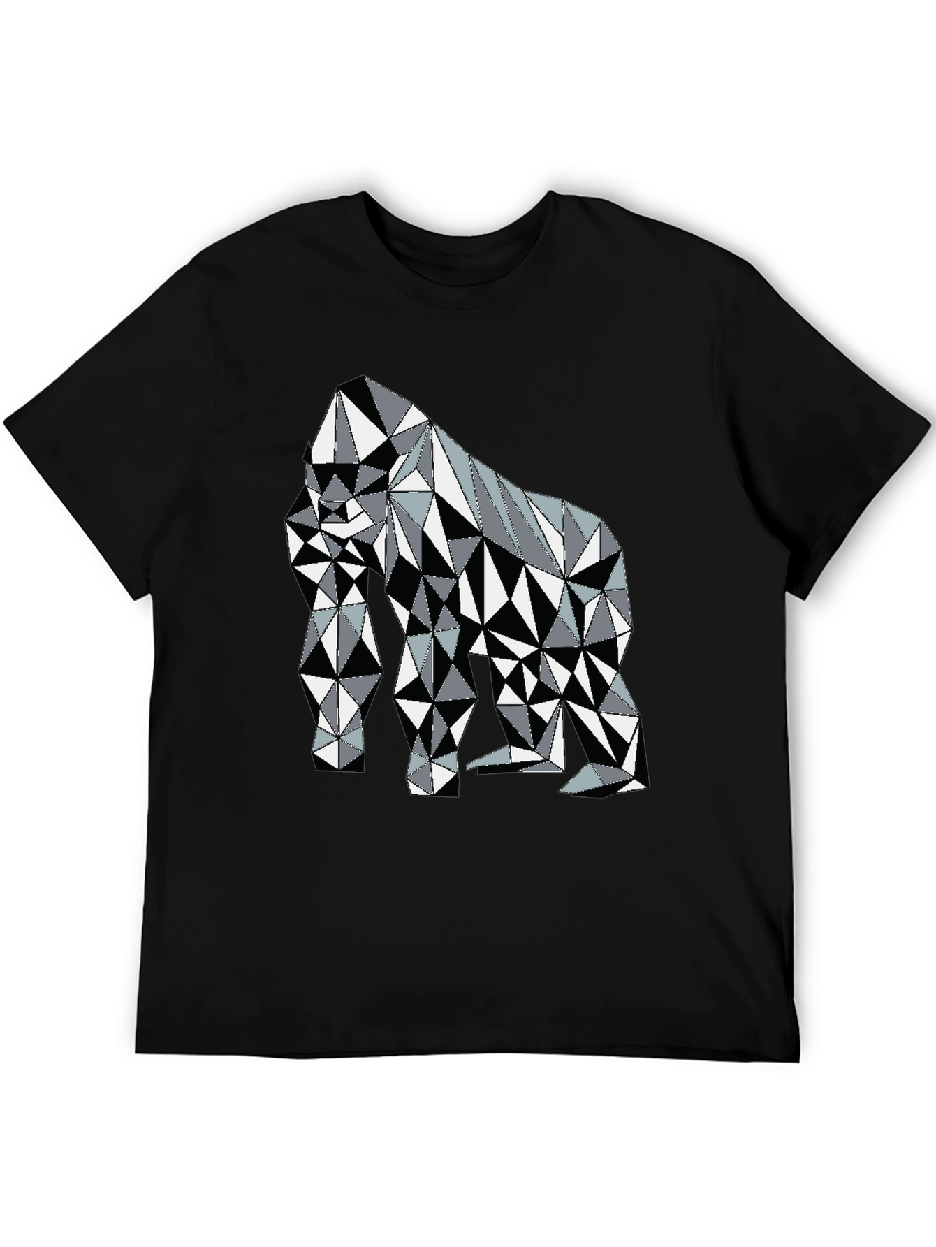 Black Geometric Gorilla Graphic Tee - Modern Animal Print Shirt view 5